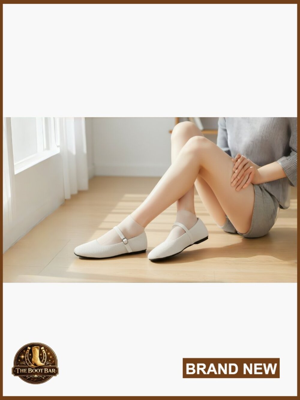 Women's Square Toe Ballet Flats with Adjustable Ankle Strap and Arch Support - Picture 7 of 7